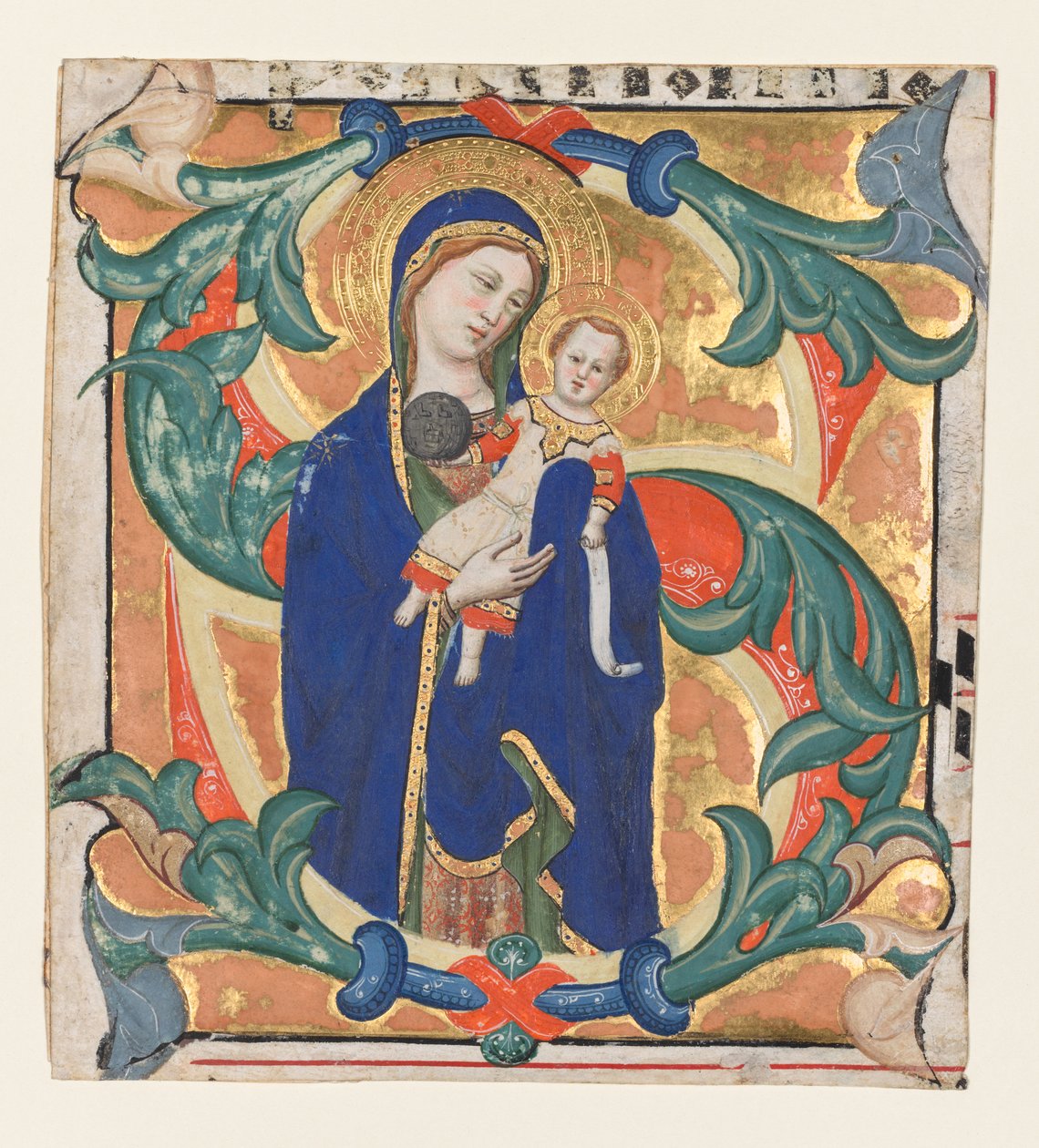 Initial S[alve sancta parens] från en Gradual: Madonna och Child av Don Silvestro dei Gherarducci