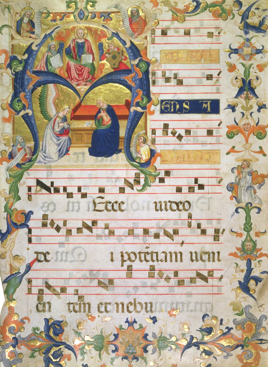 Frontispice av en körbok från Montoliveto Monastery, ca 1390 (bläck gouache och guld på pergament) av Don Simone Camaldolese