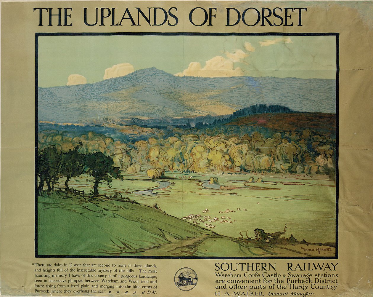 The Uplands of Dorsetm c.1924 (färg litho) av Donald (after) Maxwell