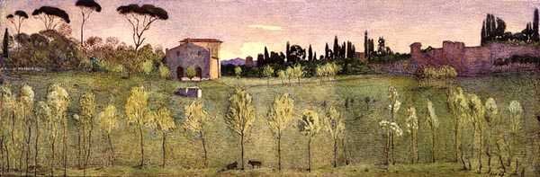 Villa Borghese, Rom (akvarell) av Donald Andrew Brown