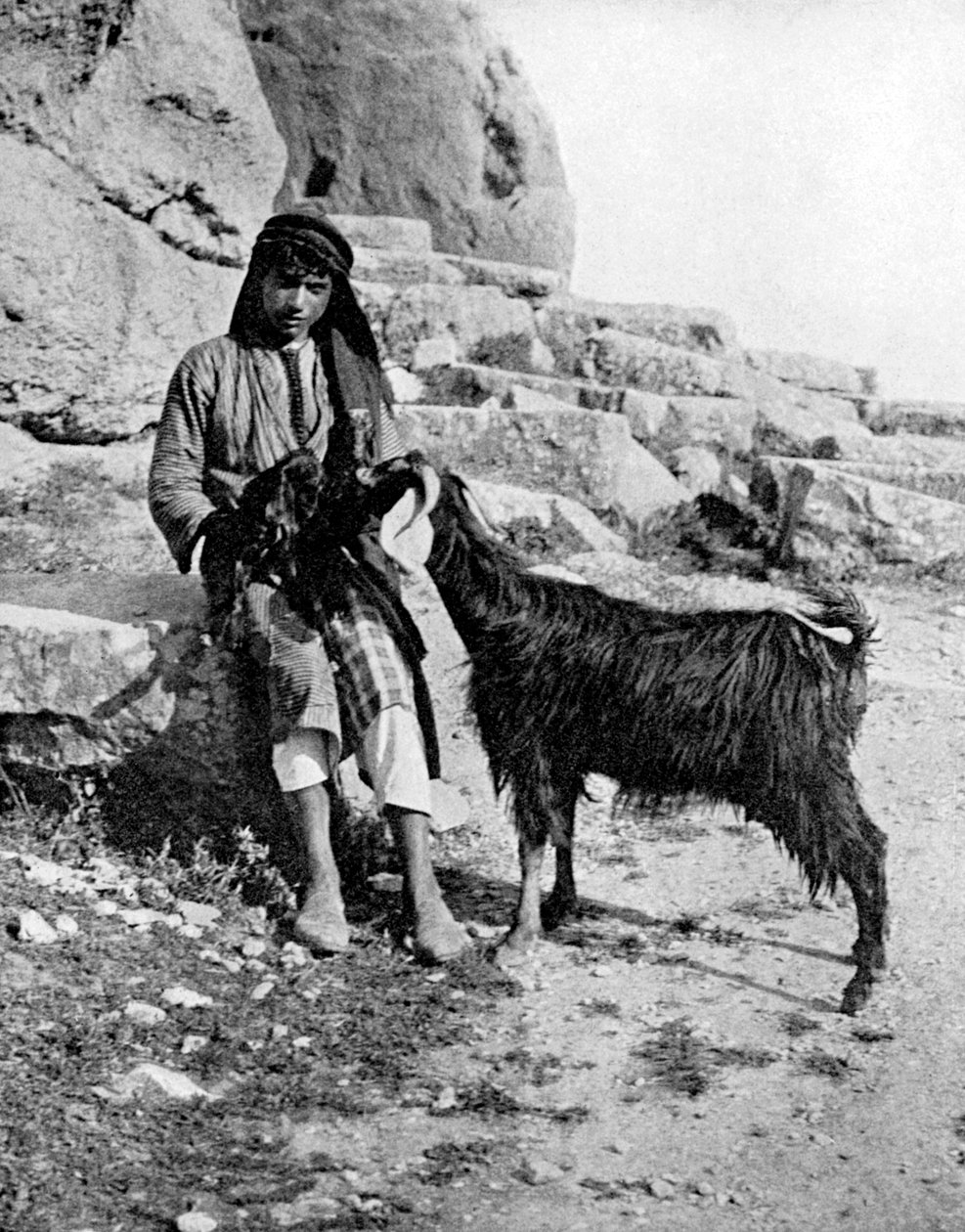 Arabisk pojke och get, Mellanöstern, 1936. av Donald McLeish