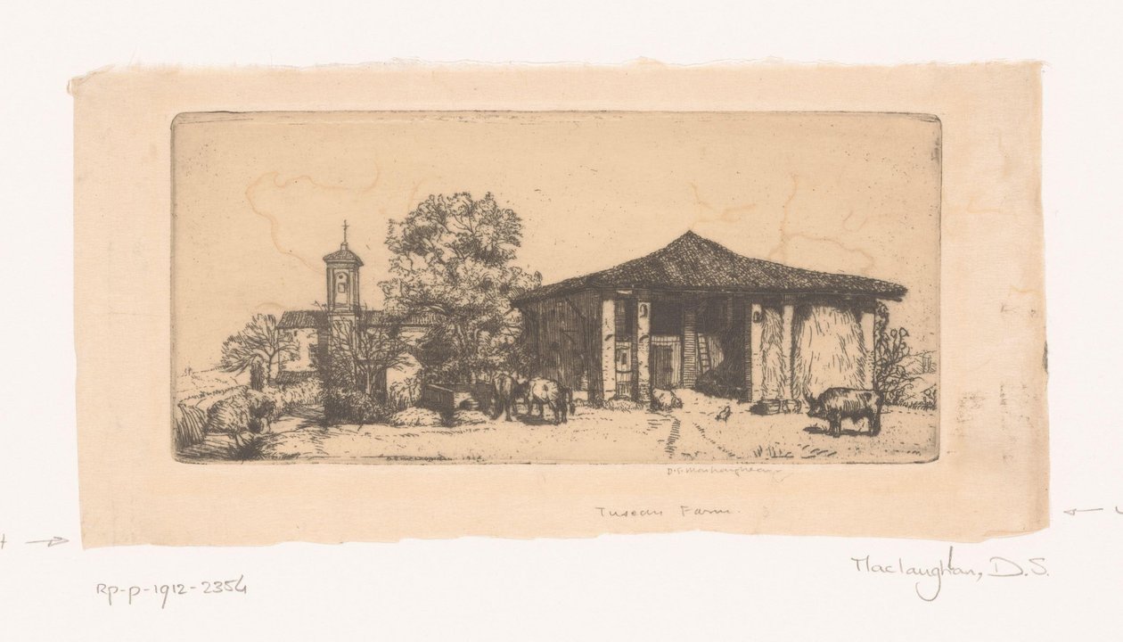 Toskansk bondgård En toskansk gård (titel på objekt) av Donald Shaw MacLaughlan (signed by artist)