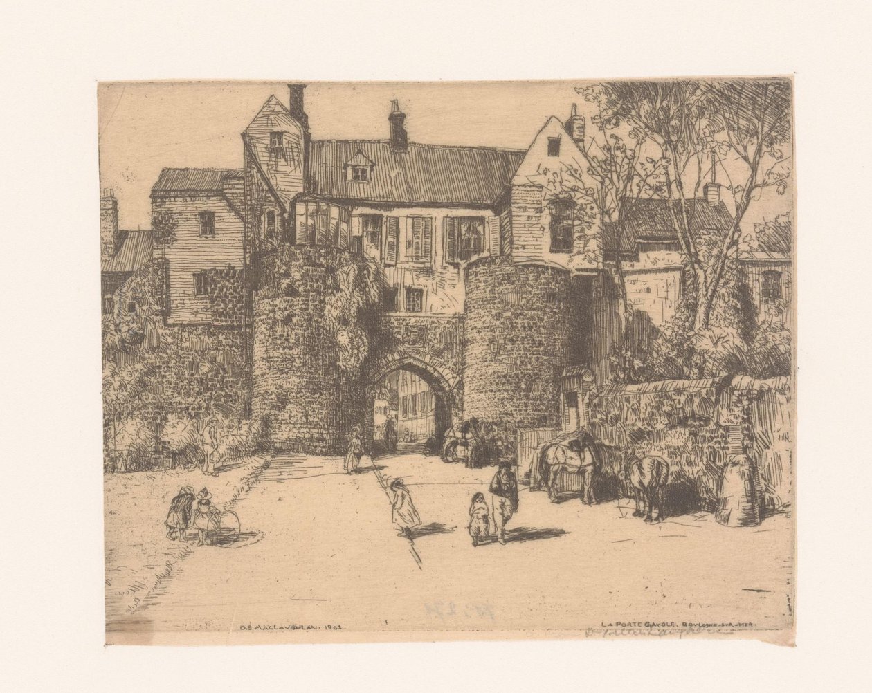 Från Porte Gayole i Boulogne-sur-Mer Gayole-porten, Boulogne-sur-Mer (titel på objekt) av Donald Shaw MacLaughlan