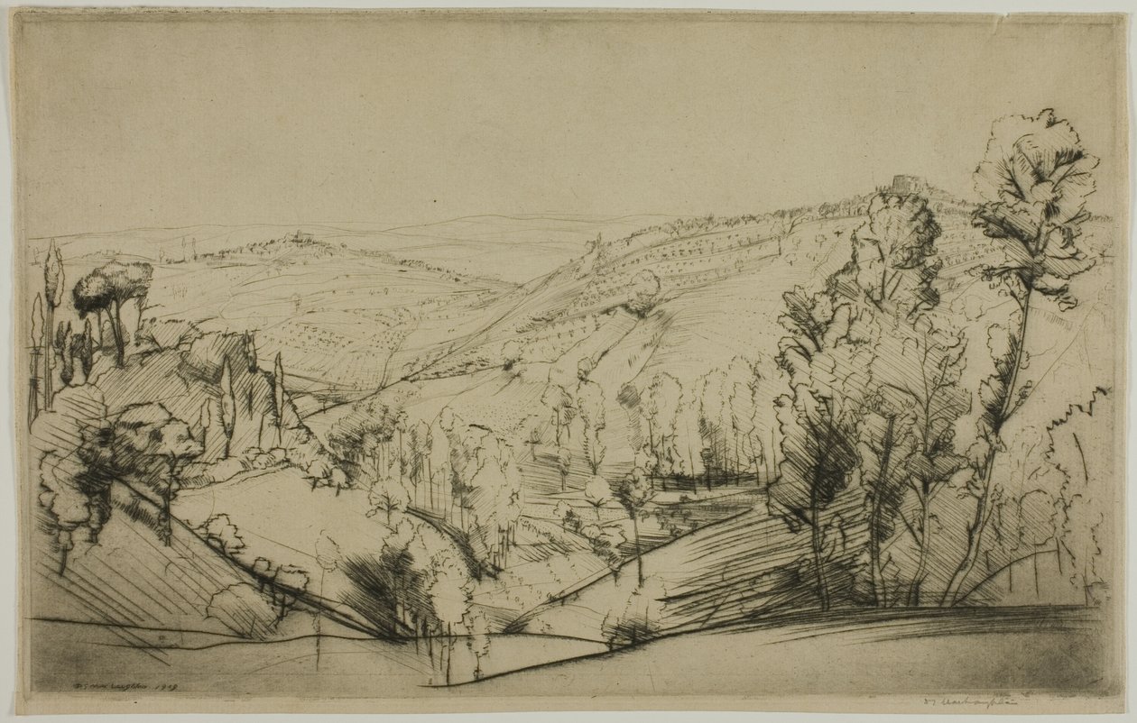 Fälten i San Gimignano av Donald Shaw MacLaughlan