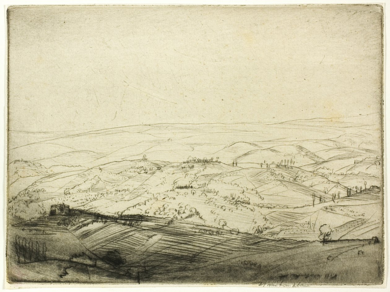 Skiss från San Gimignanos murar av Donald Shaw MacLaughlan