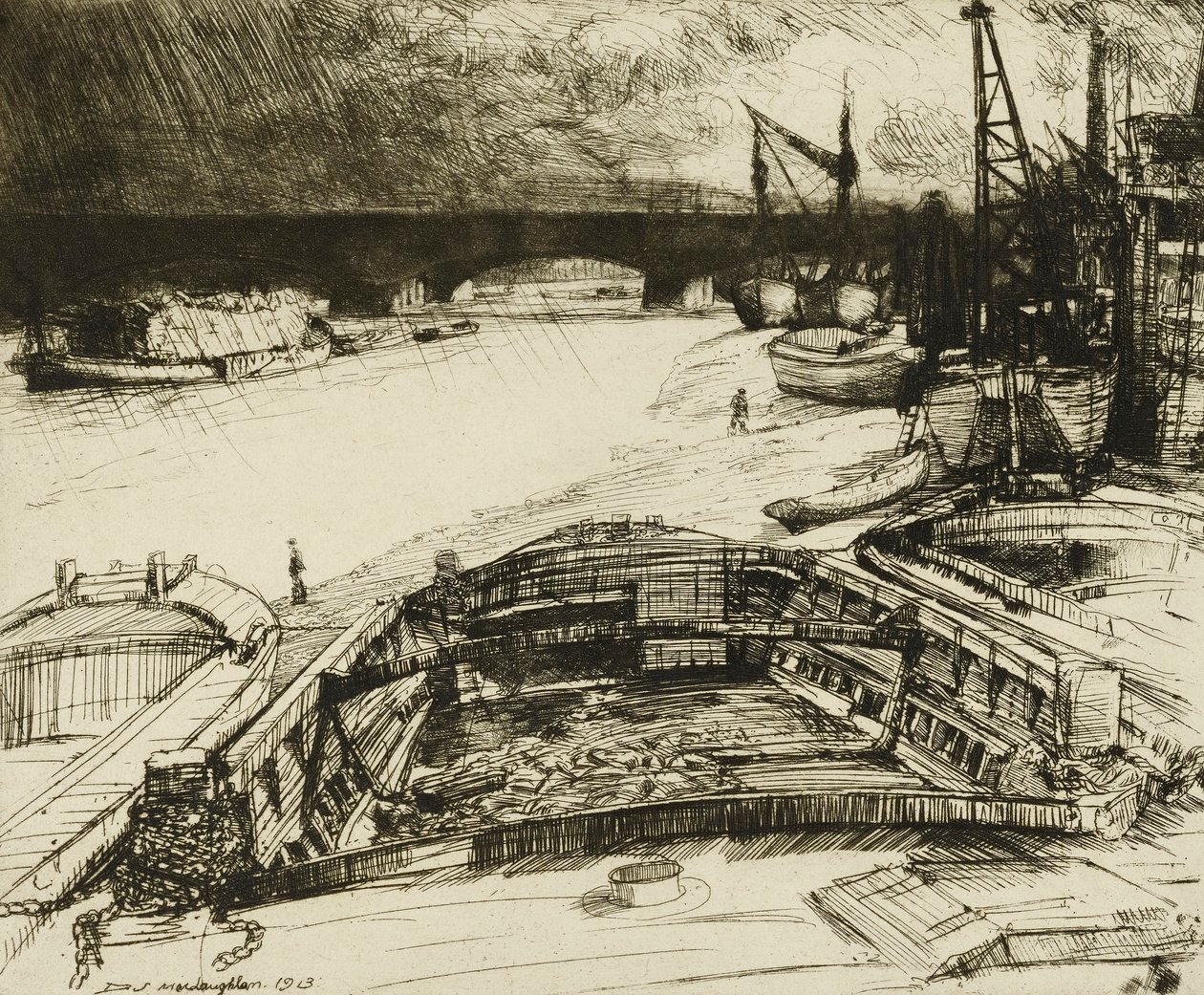 Vind och regn på Themsen av Donald Shaw MacLaughlan