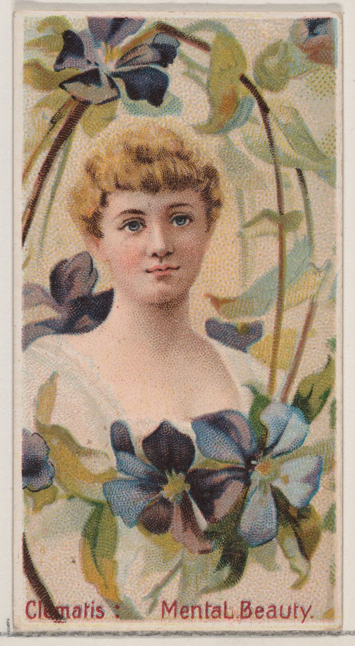 Clematis: Mental Beauty, från serien Floral Beauties and Language of Flowers N75 för..., 1892. av Donaldson Brothers