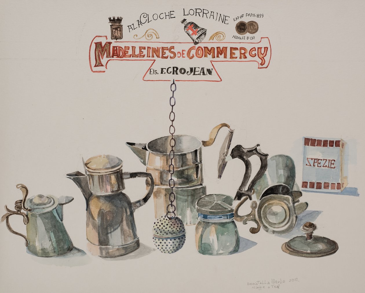 Kaffe eller te, 2012 (akvarell på papper) av Donatella Merlo