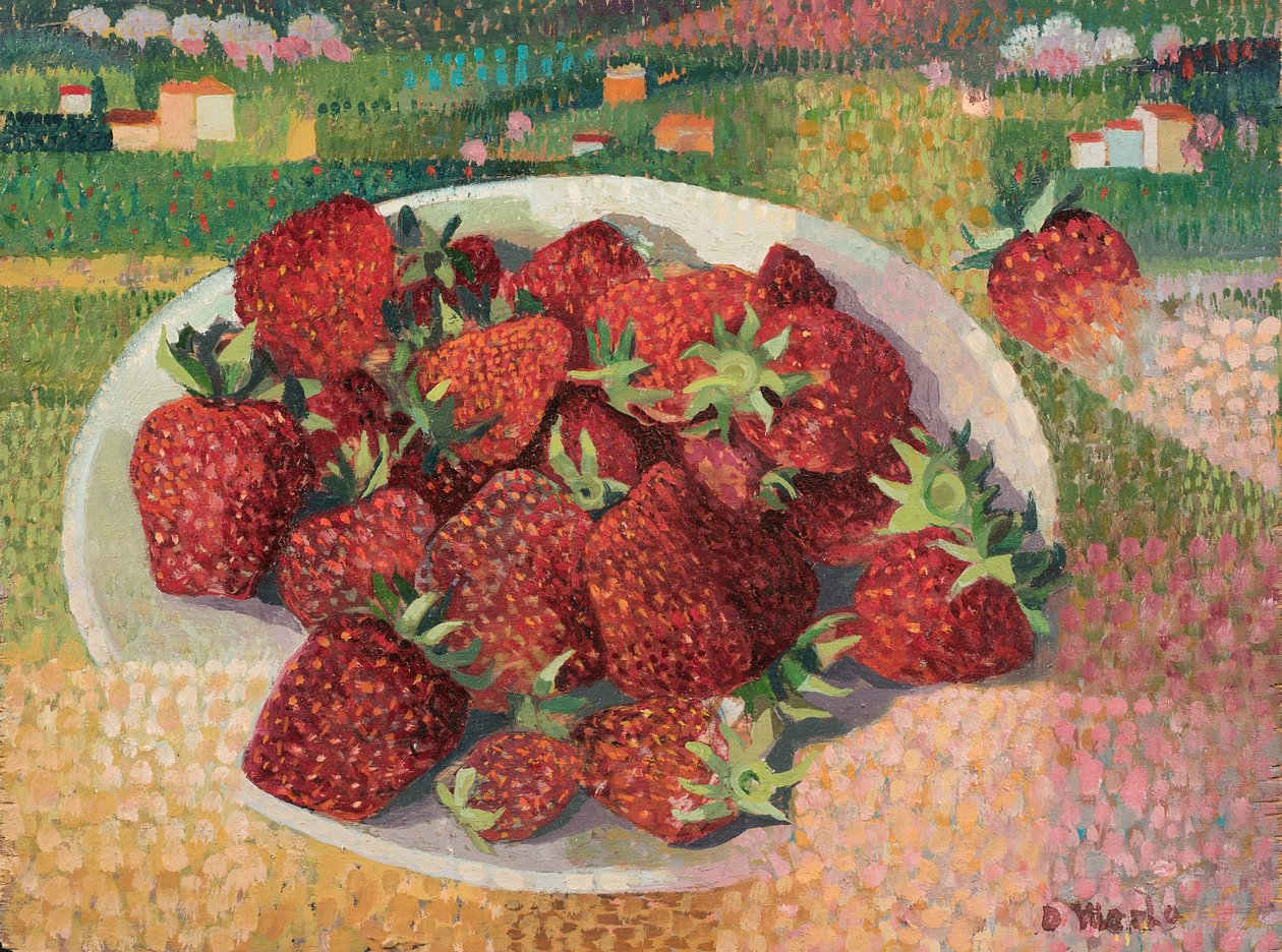 Jordgubbar, ca 1985 (olja ombord) av Donatella Merlo