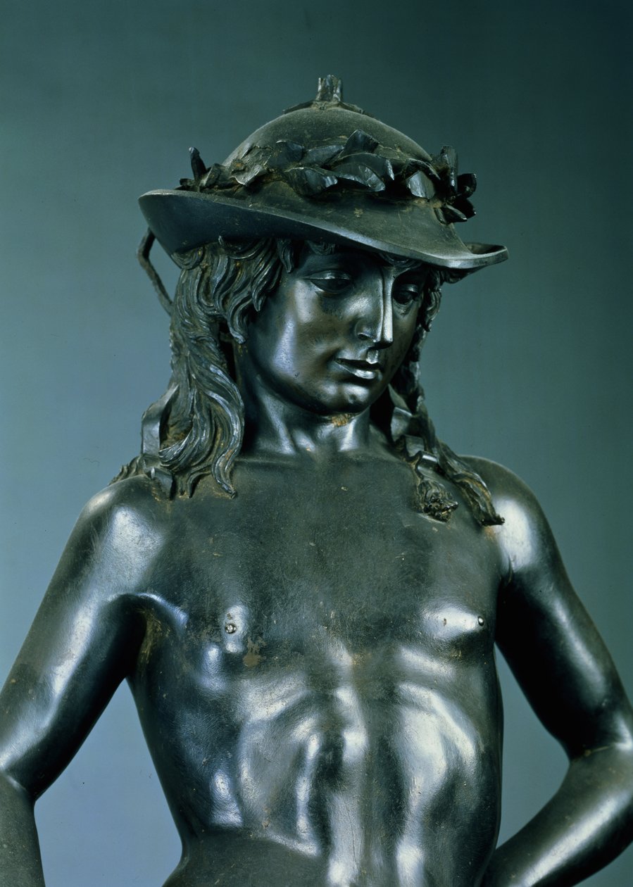 David, detalj, c.1440 bronsdetalj av 119169 av Donatello