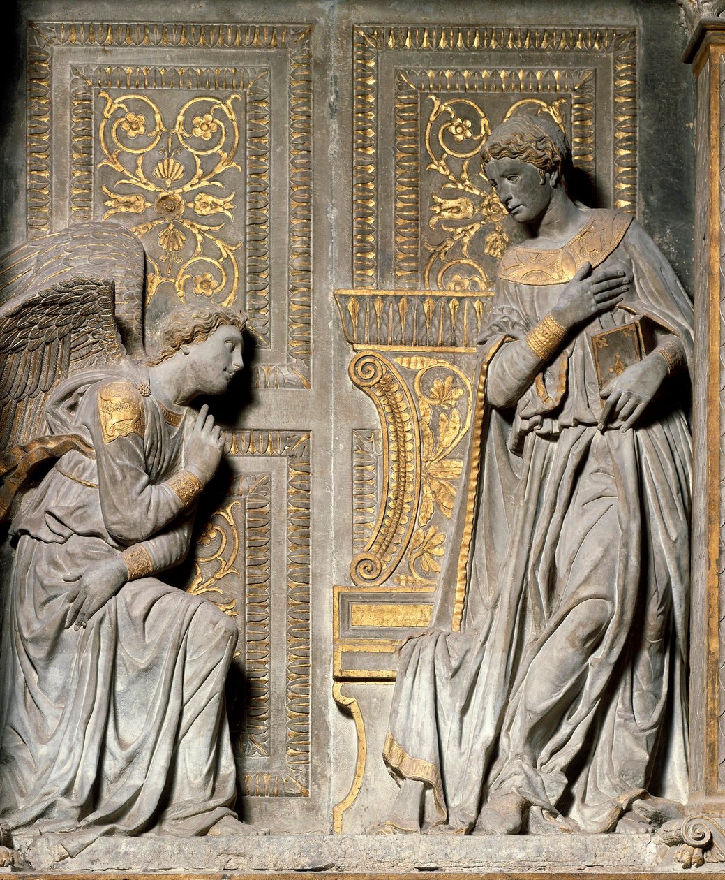 Annunciation Högrelief av Donato de Bardi dit Donatello (ca 1386-1466) 1435 Santa Croce-kyrkan. Florens av Donatello
