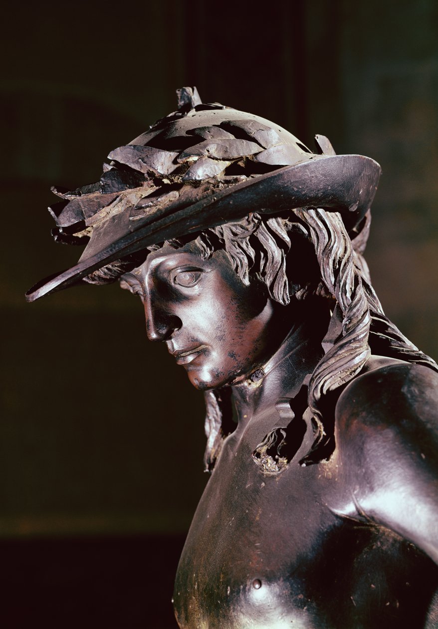 David, detalj av huvudet, ca 1440 (brons) (se även 119169) av Donatello