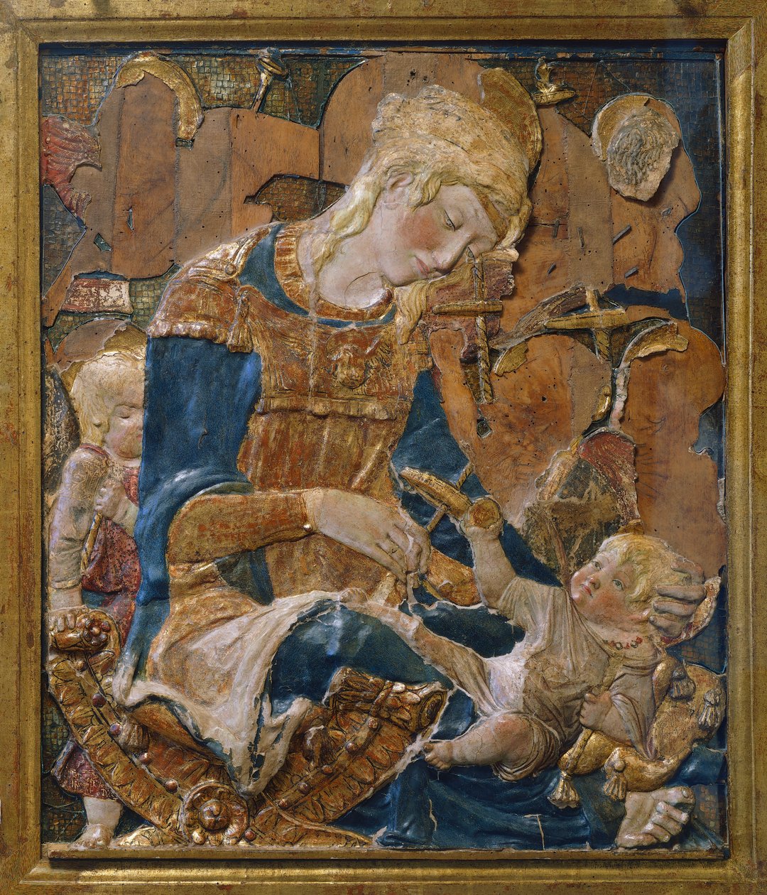 Madonna med barn, tillskriven Donato di Niccolo di Betto Bardi aka Donatello (ca 1386-1466), terrakotta-relief, Italien av Donatello
