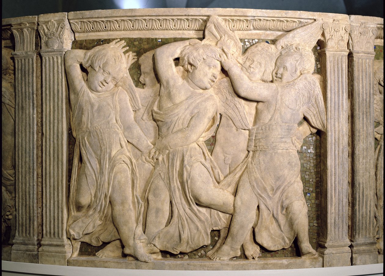 Efterrestaureringspanel nr II från den yttre predikstolen i Prato-katedralen, 1438 av Donatello