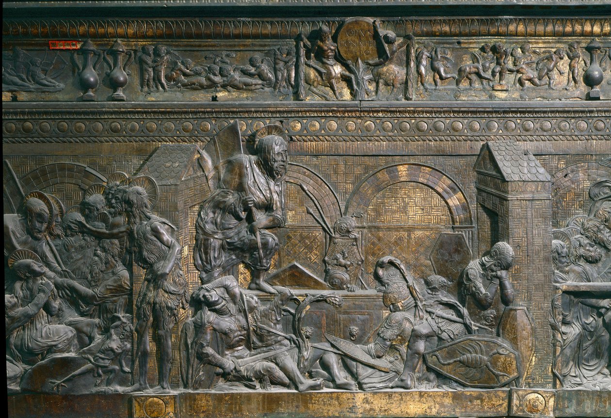 Kristi uppståndelse. Detaljer. Låg relief av den högra predikstolen av Donatello