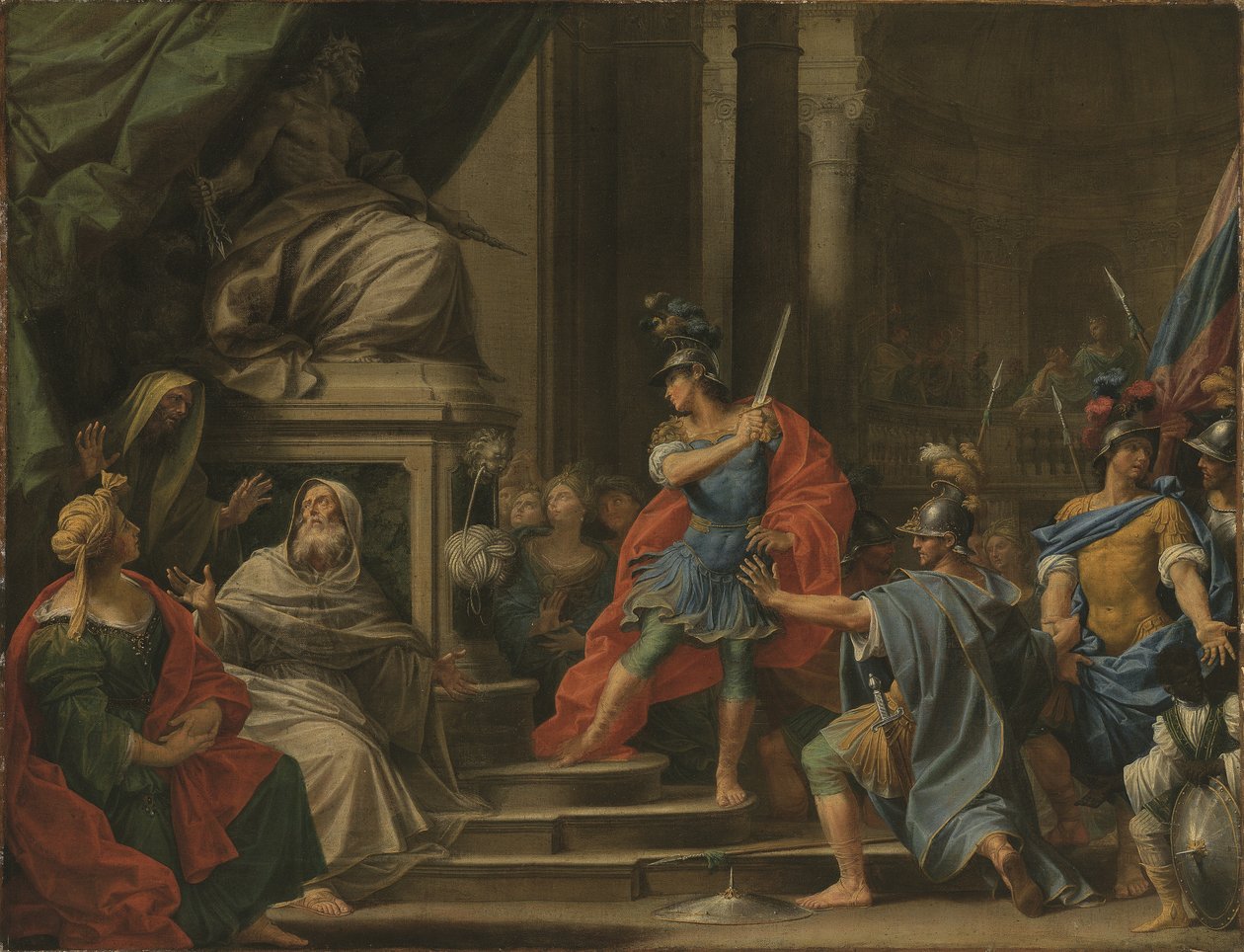 Alexander hugger av den gordiska knuten (olja på duk) av Donato Creti