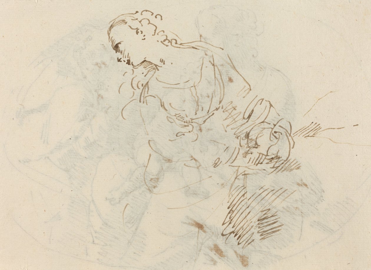 Kvinnlig figur (botfärdig Magdalena?) [verso] av Donato Creti