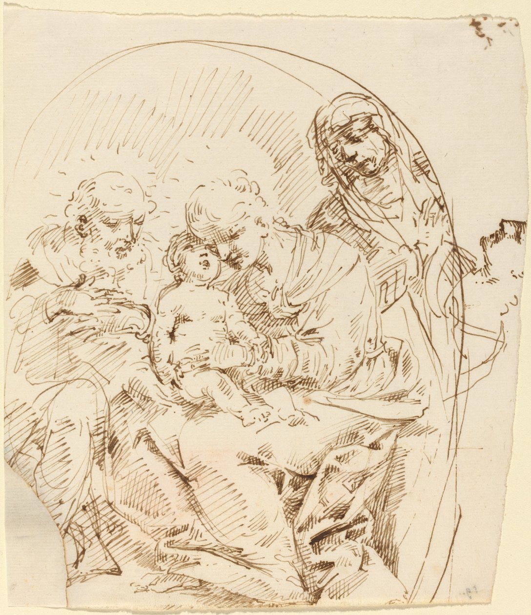 Helig familj med Saint Anne och kvinnligt huvud i profil av Donato Creti