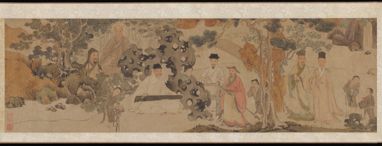 Exalted Gathering in the Green Woods, c.1620 (bläck & färg på papper) av Dong Qichang