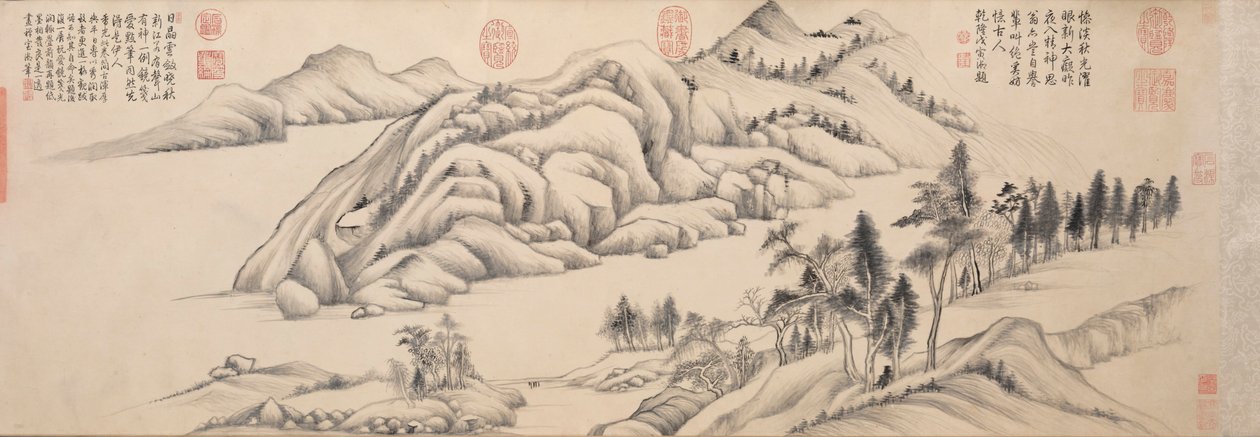 Flod och berg på en klar höstdag, ca. 1624-1627. av Dong Qichang