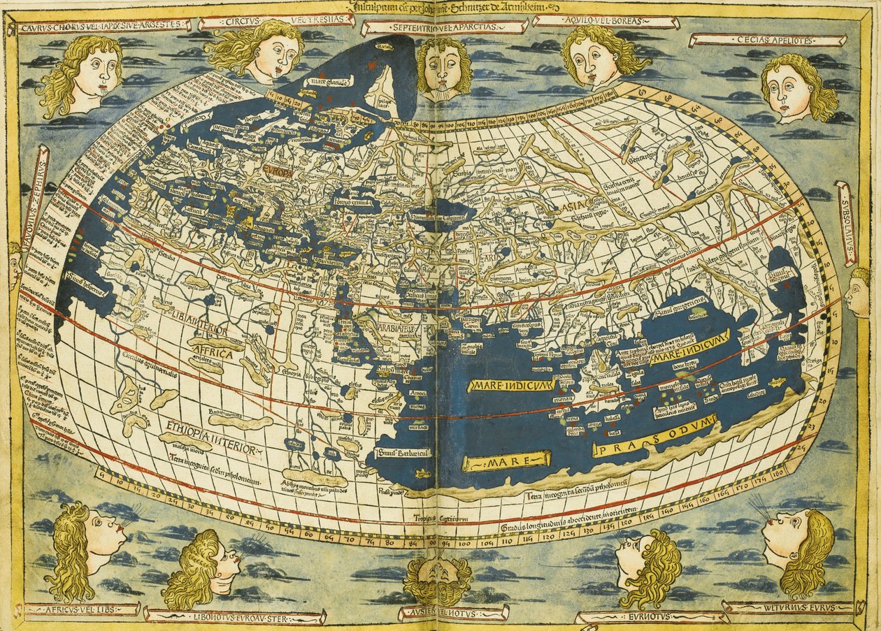 Ptolemaios världskarta av Donnus Nicolaus Germanus