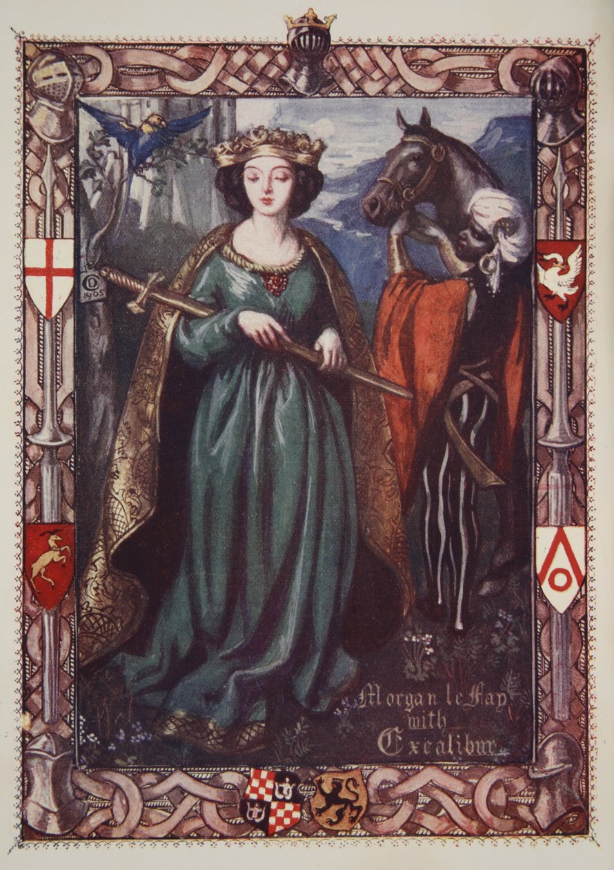 Morgan le Fay med Excalibur, illustration från 
