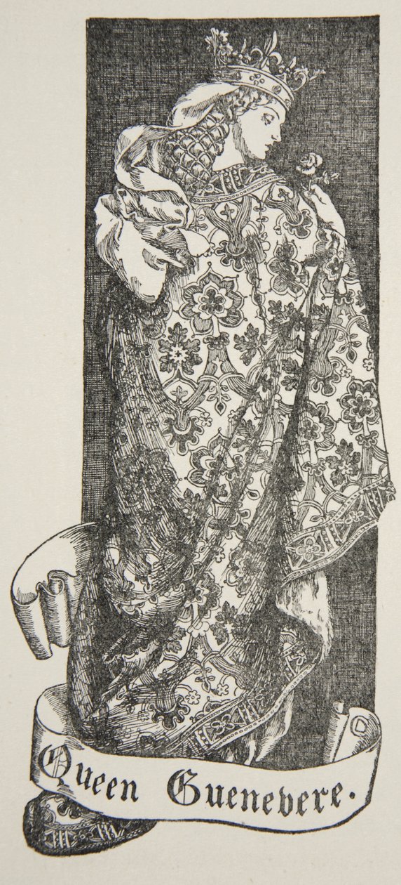 Drottning Guenevere, illustration från "Stories of King Arthur and the Round Table" av Beatrice Clay, 1:a upplagan, 1905 av Dora Curtis
