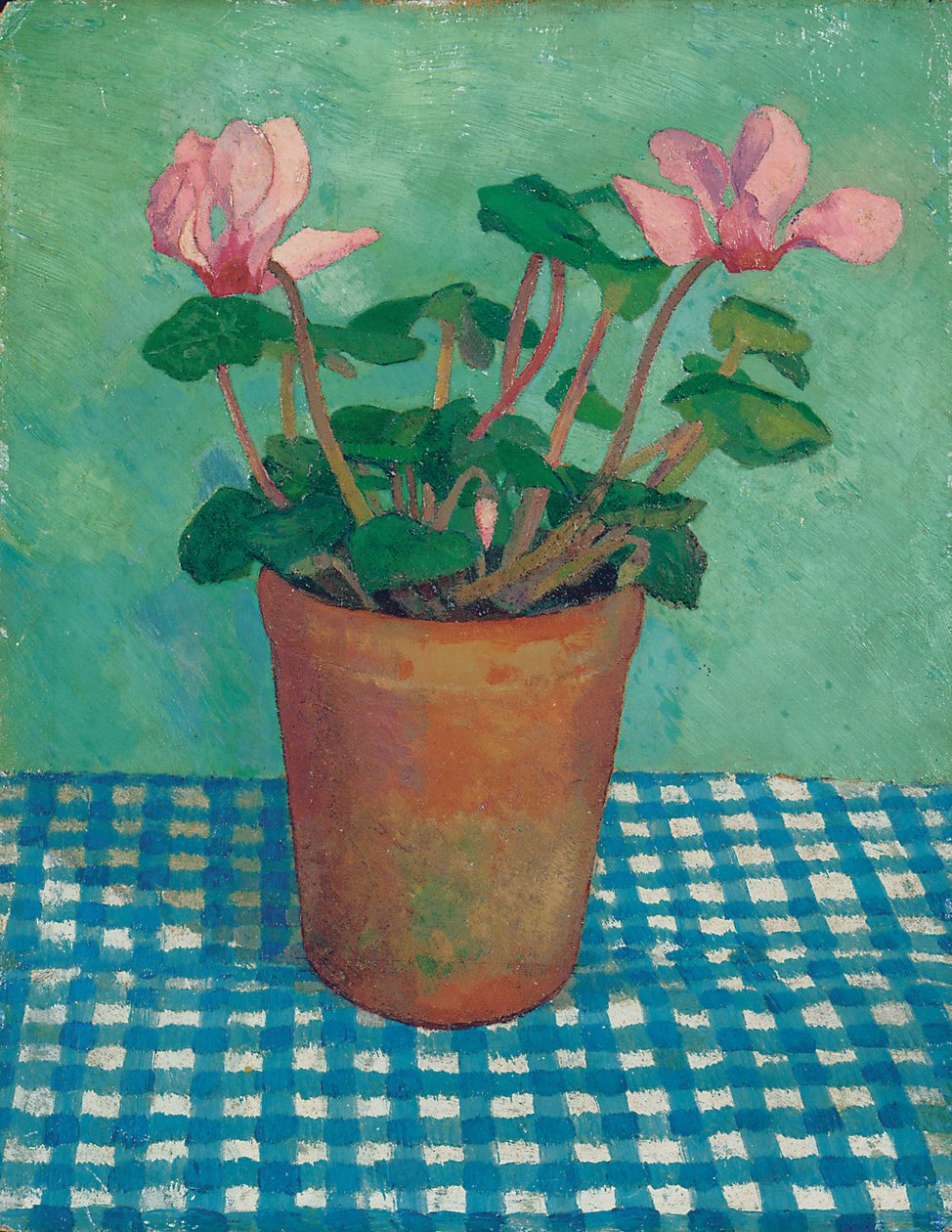 Cyclamen i en kruka (olja ombord) av Dora Carrington