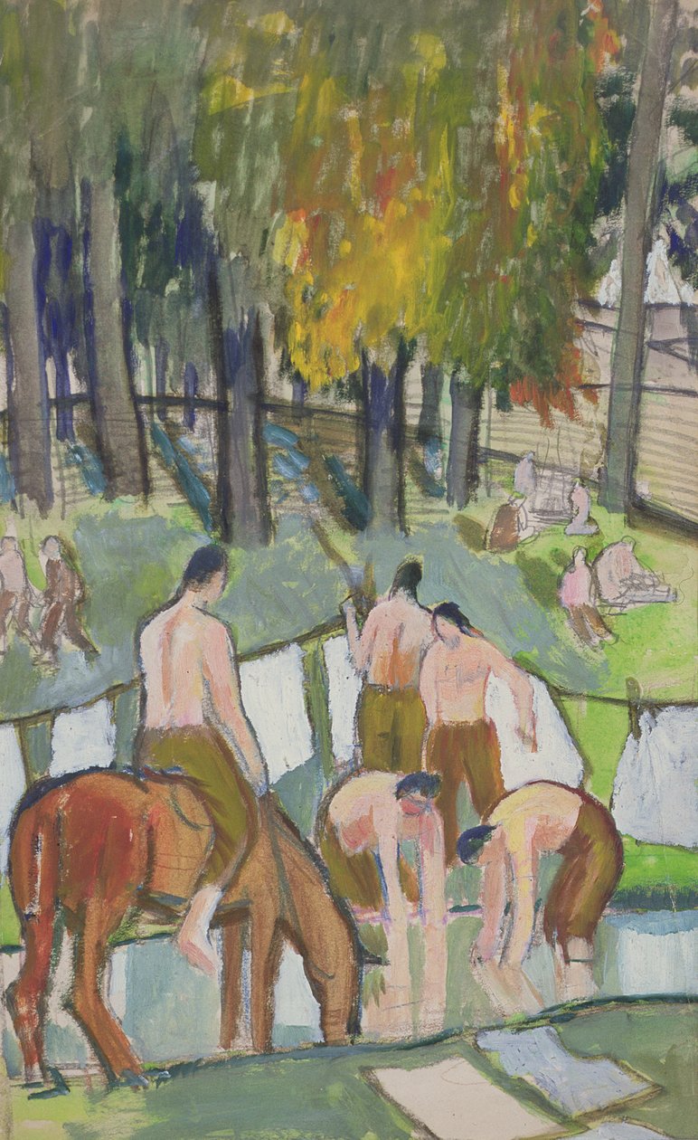 Soldiers at a Stream, 1920 (wc på papper) av Dora Carrington