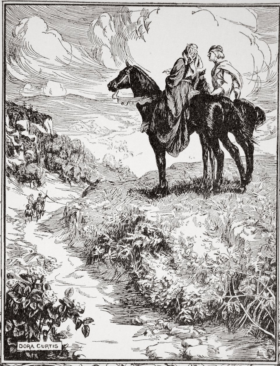 "Som de väntar på den lilla skogskullen", 1905. av Dora Curtis