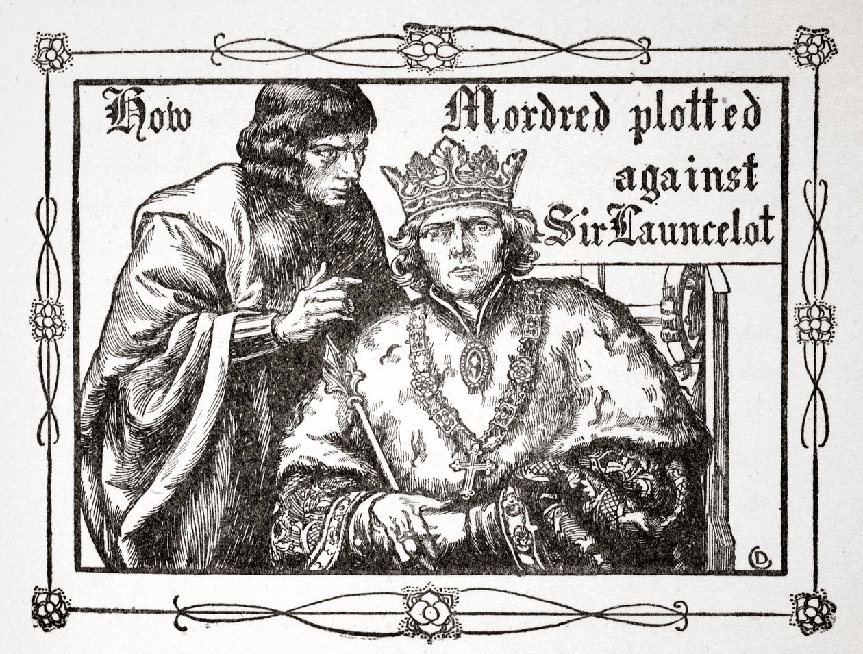 "Hur Mordred planerade mot Sir Launcelot", 1905. av Dora Curtis