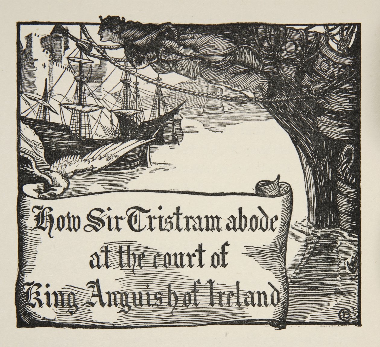 Hur Tristram bodde vid hovet till kung Anguish of Ireland, illustration från 