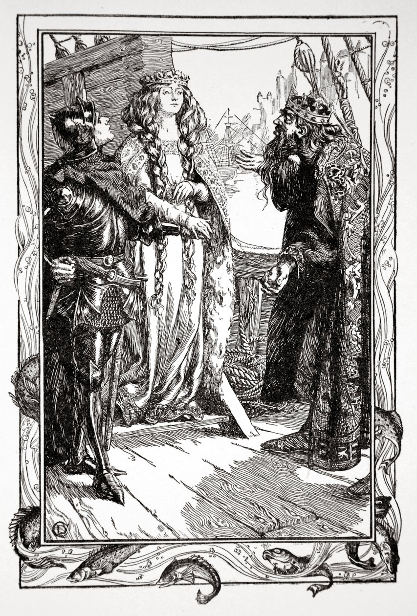 "Kung ångest ger Isolt till Sir Tristram", 1905. av Dora Curtis