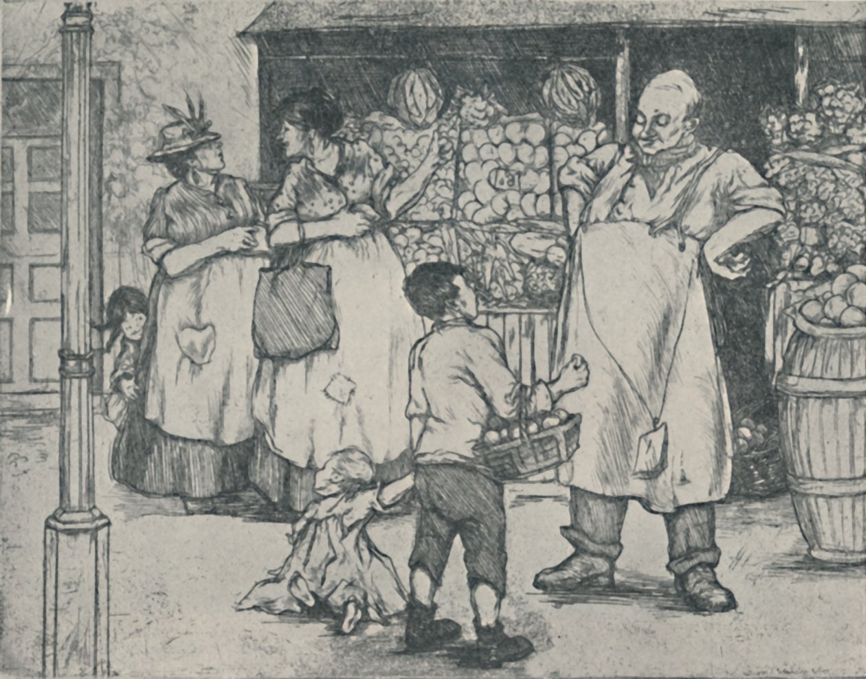 Marknadsföring i Suburbia, 1920 av Doris Davis
