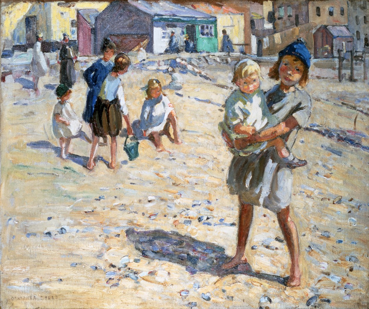 On the Beach (olja på duk) av Dorothea Sharp