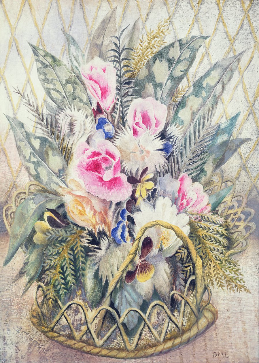 Godetias (olja på duk) av Dorothy M. Larcher