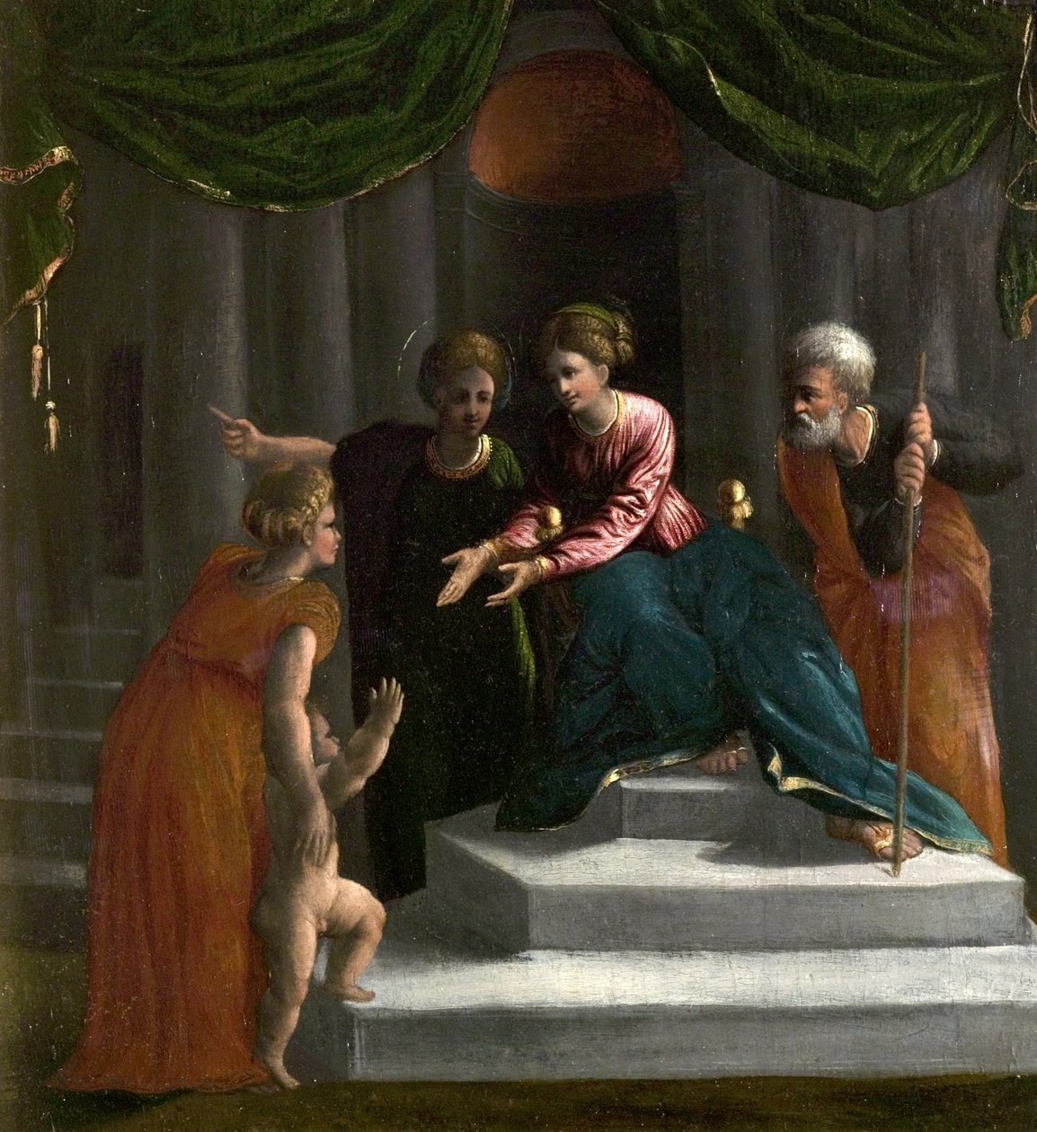 Kristusbarnet lär sig gå (presentation i templet) av Dosso Dossi
