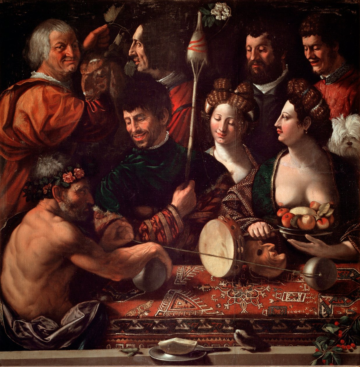 Bambocciata (burlesk målning). Häxkonst eller allegori om Herkules. Målning av Giovanni Luteri dit Dosso Dossi (c.1479-1542). 1500-talet sön. 143x144 cm Galleria degli Uffizi (Kontor), Florens, Italien. av Dosso Dossi