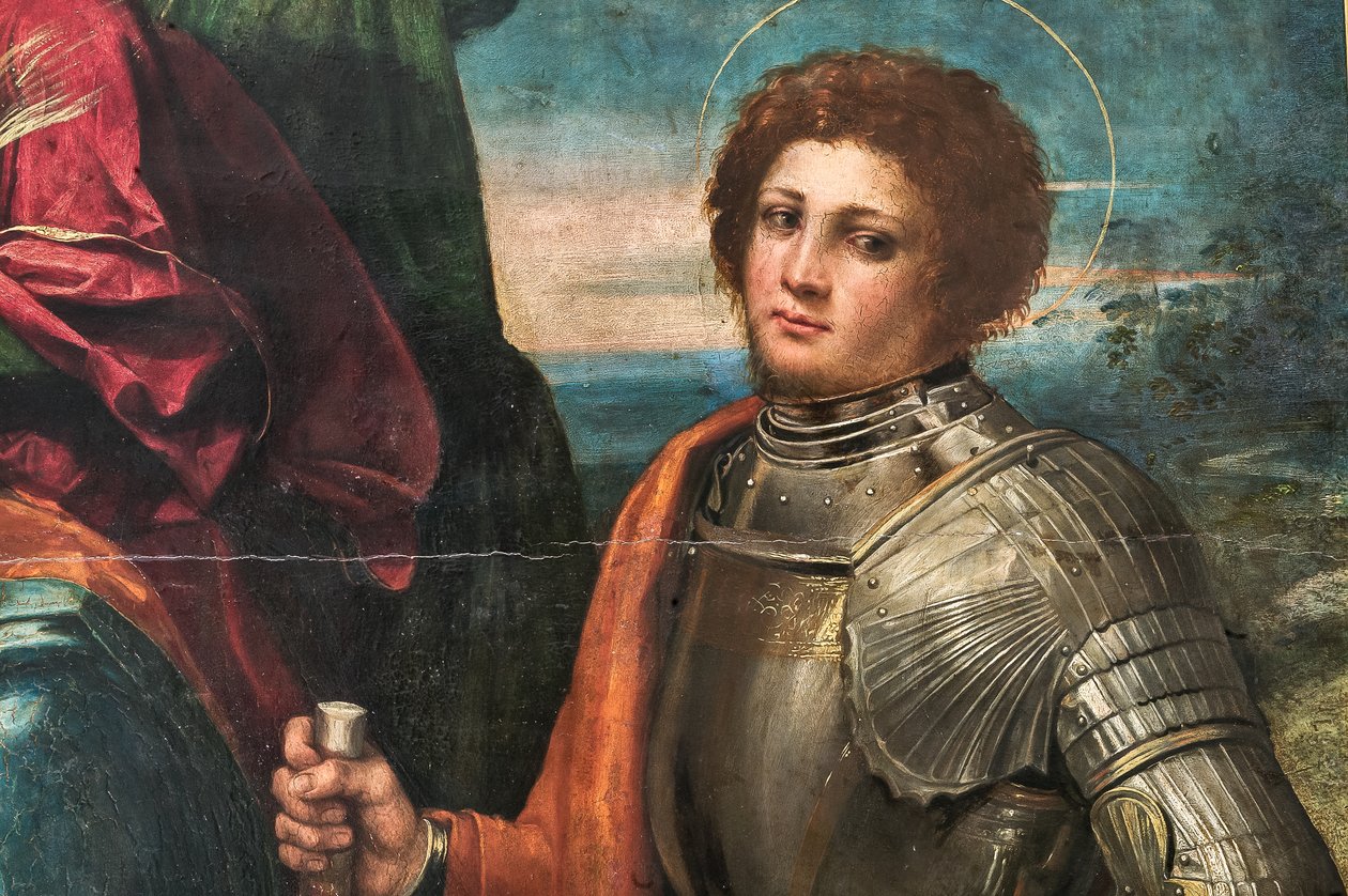 Madonna med Jesusbarnet och St Sebastian och St George, detalj av 2384616 av Dosso Dossi