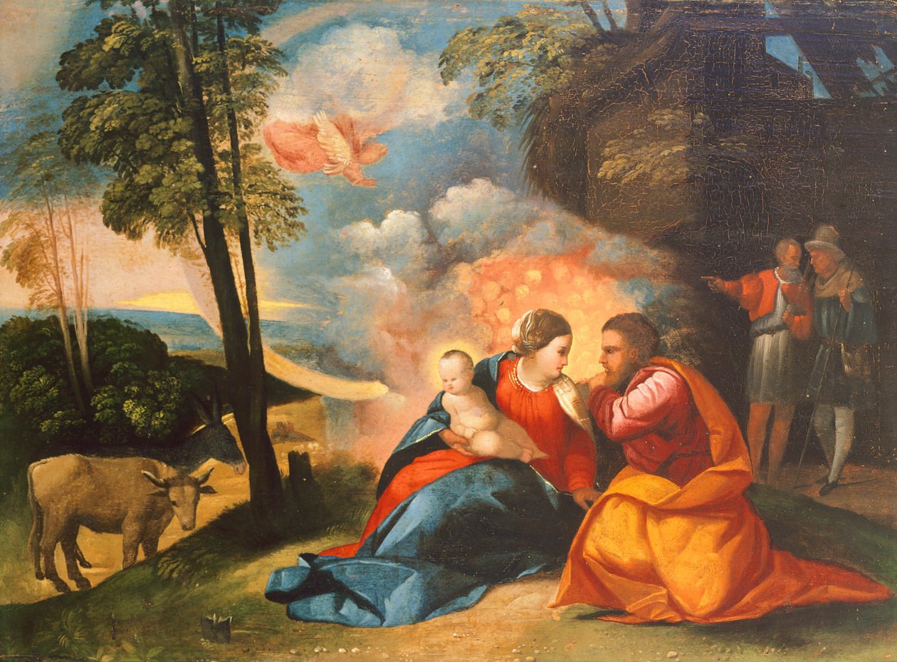 Jesu födelse, ca 1512-1513, av Dosso Dossi (ca 1490-1542), olja på panel, 39x54 cm av Dosso Dossi