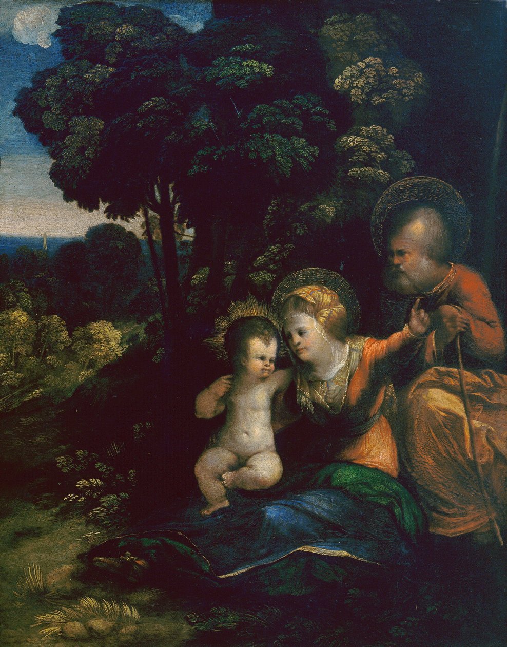 Vila på flyget till Egypten, av Dosso Dossi, i Uffizierna i Florens av Dosso Dossi