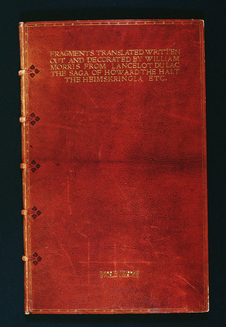Volym av manuskriptfragment bundna till Emery Walker (1851-1933) 1902 (läder och guld) av Douglas B. Cockerell