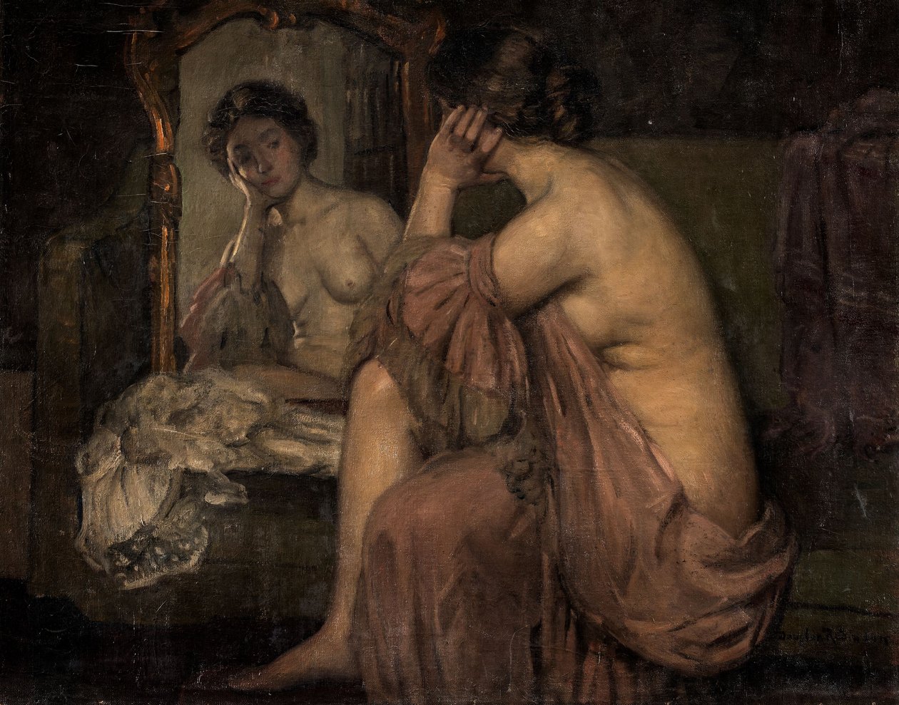 In Front of the Mirror (olja på duk) av Douglas F. Robinson