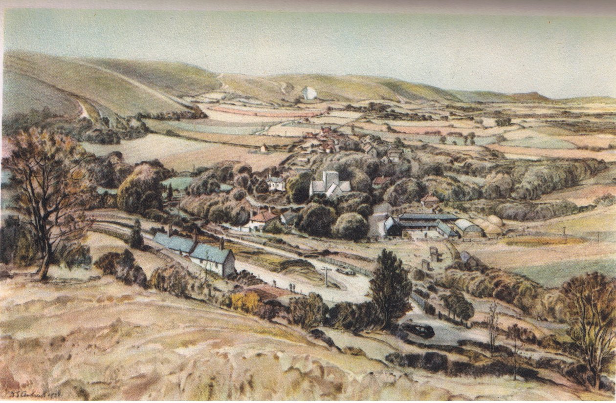 Poynings: A Sussex village (färg litho) av Douglas Sharpus Andrews