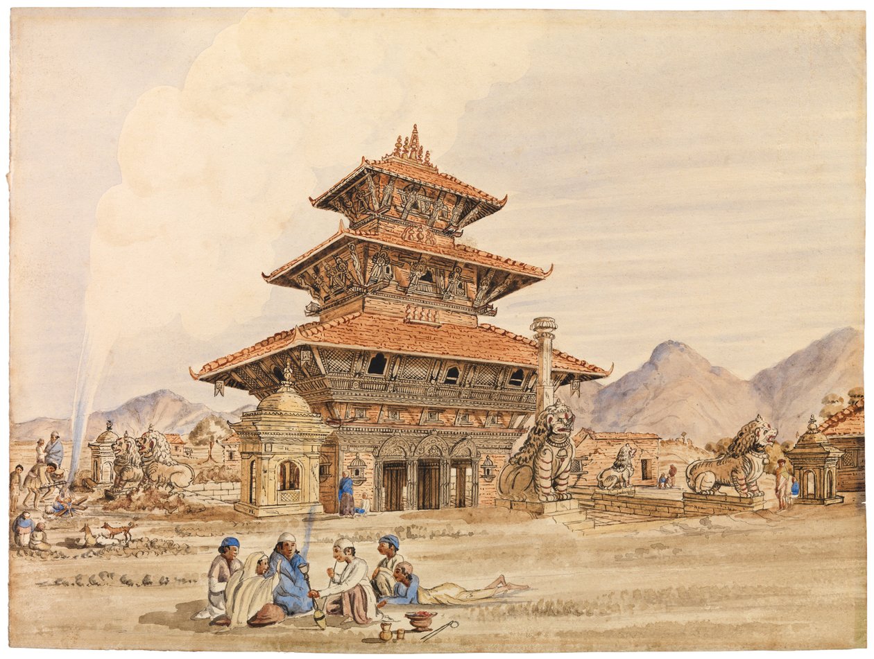 Temple of Devi, Patan, Nepal, 1850-talet av Dr. Henry Ambrose Oldfield