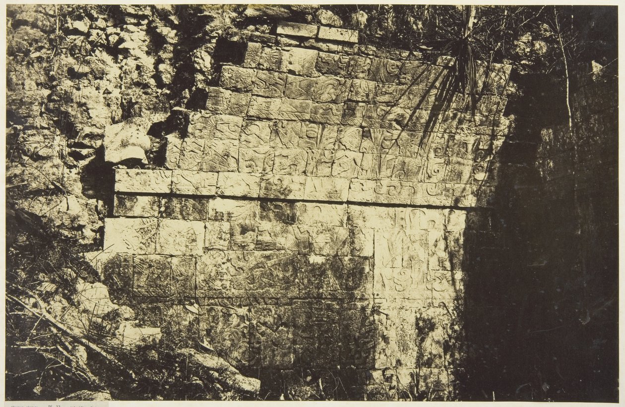 Cirkuspalatset vid Chichen-Itza, interiör av ett rum av Désiré Charnay