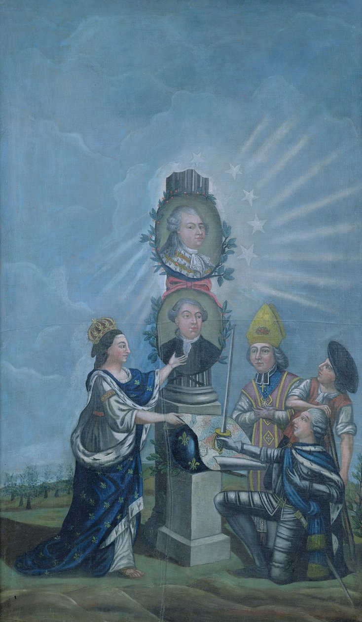 Frankrike tar emot nationens önskemål från de tre ordnarna och presenterar dem för Ludvig XVI (1754-93) och Jacques Necker (1732-1804) 1789 av Dubois