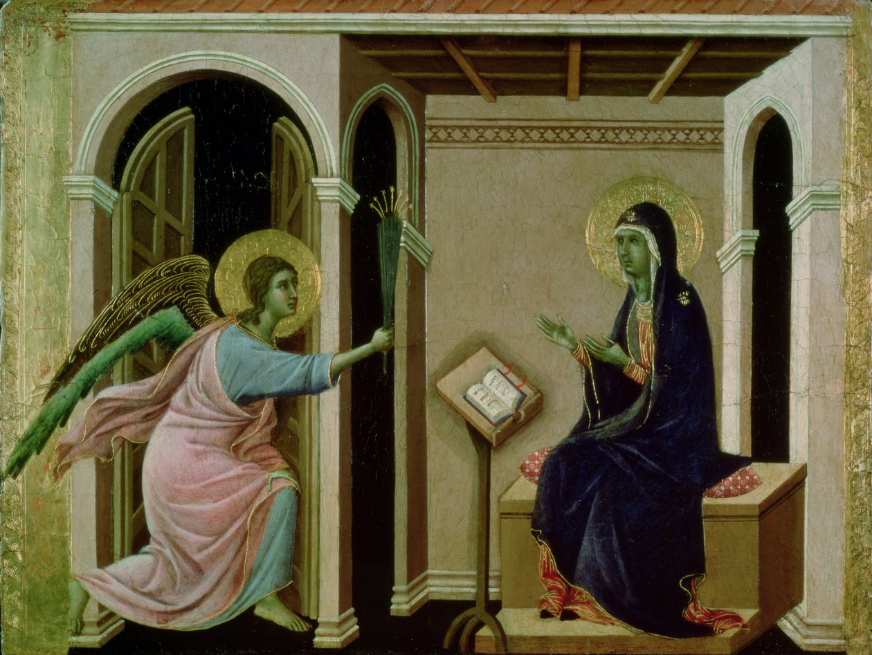 Ängel som tillkännager vår Herres död till Maria (tempera på panelen) av Duccio di Buoninsegna