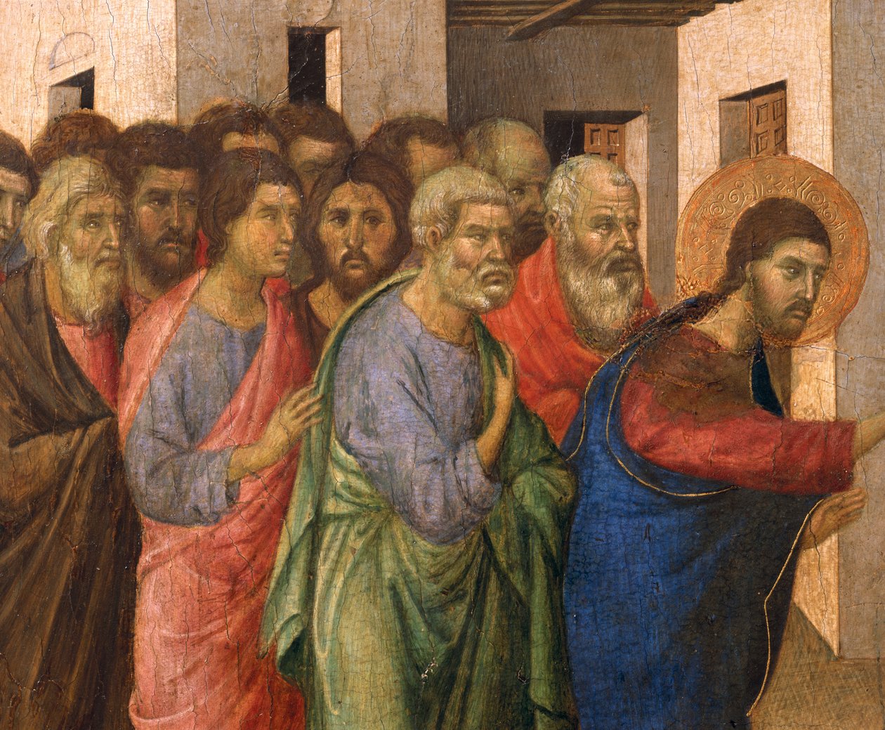 Jesus öppnar ögonen på en man född blind, 1311 tempera på paneldetalj från 188963 av Duccio di Buoninsegna