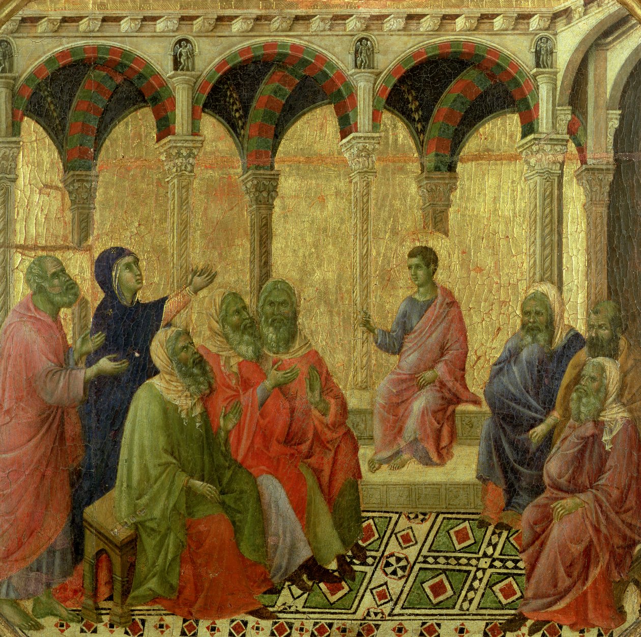 Maesta: Kristus bland läkarna, 1308-11 av Duccio di Buoninsegna